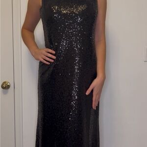 Christina Wu Black Sequin Gown